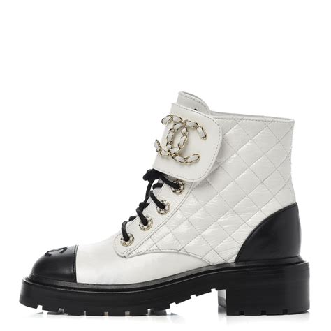 chanel combat boots white|chanel quilted combat boots.